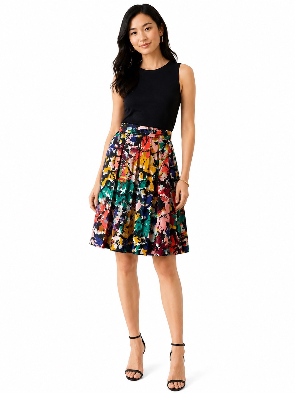 J.Crew 100% Silk Preppy Artsy Abstract Pleated Skirt Multicolor A-Line 6